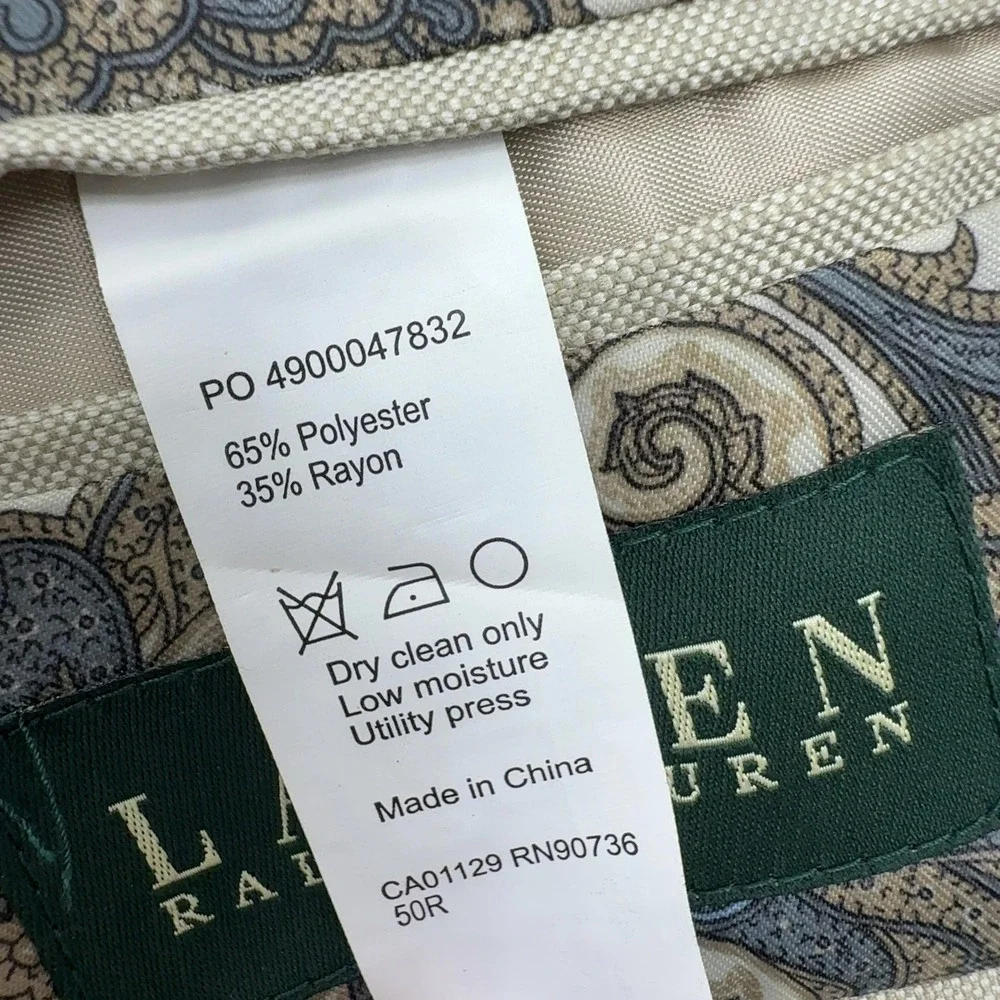 Lauren Ralph Lauren Blazer Mens 50R Beige Polyester Rayon Two Button Classic